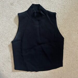 House of Harlow 1960 Black Sleeveless Fitted Bandage Double Linked Mock Neck Top